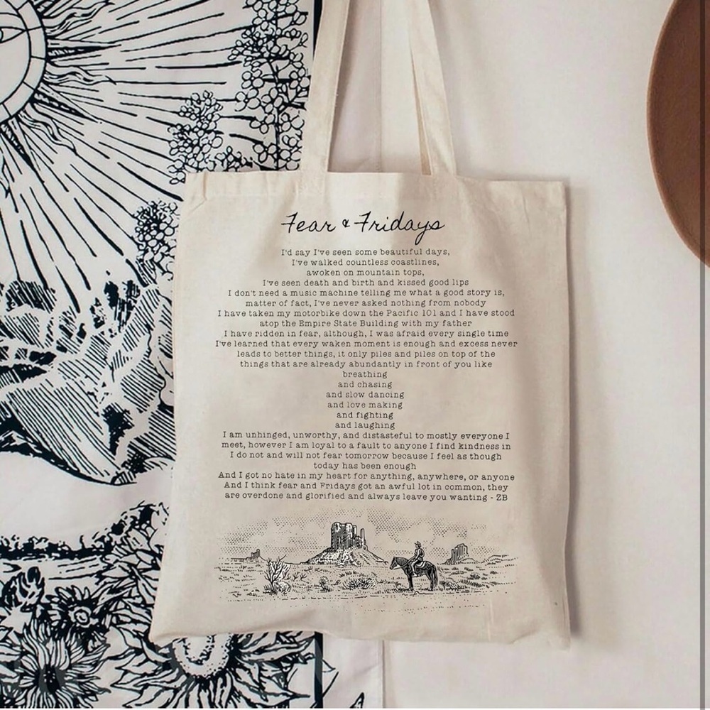 Vintage Cowboy Music Tote Bag Singer Inspired  Western Singer  Canvas
